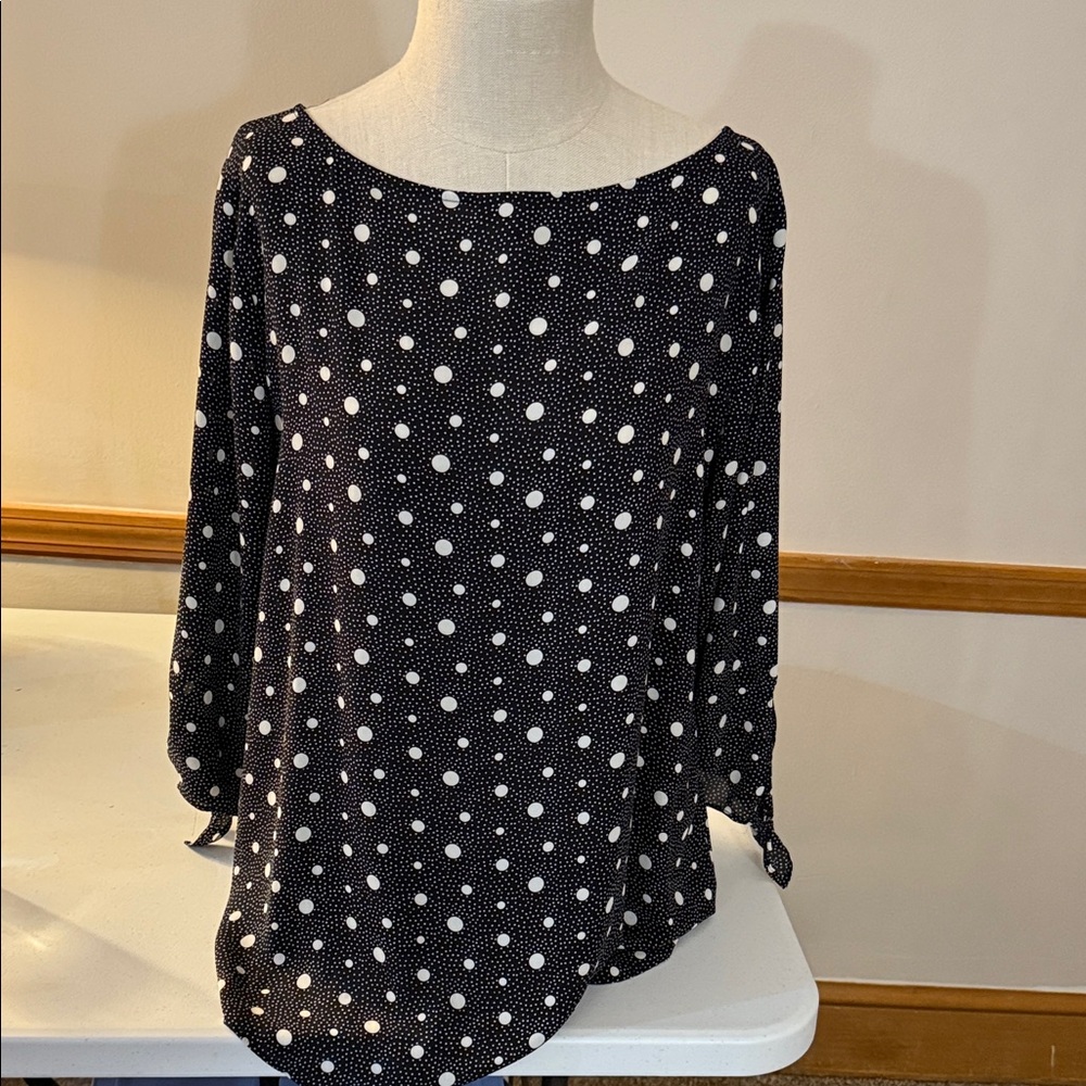 Talbots Black and White Polka Dot Blouse